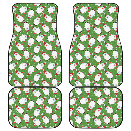 Cartoon Santa Claus Pattern Print Front and Back Car Floor Mats