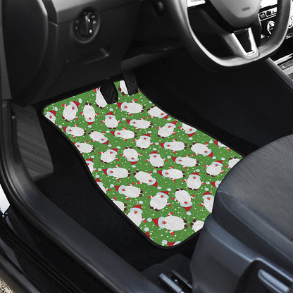 Cartoon Santa Claus Pattern Print Front and Back Car Floor Mats