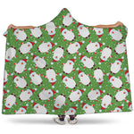 Cartoon Santa Claus Pattern Print Hooded Blanket