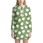 Cartoon Santa Claus Pattern Print Hoodie Dress