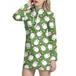 Cartoon Santa Claus Pattern Print Hoodie Dress