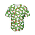 Cartoon Santa Claus Pattern Print Men's Baseball Jersey