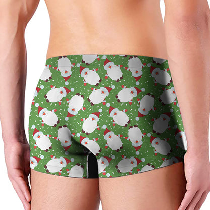 Cartoon Santa Claus Pattern Print Men's Boxer Briefs
