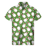 Cartoon Santa Claus Pattern Print Men's Short Sleeve Shirt