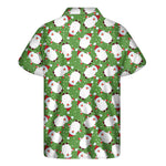 Cartoon Santa Claus Pattern Print Men's Short Sleeve Shirt