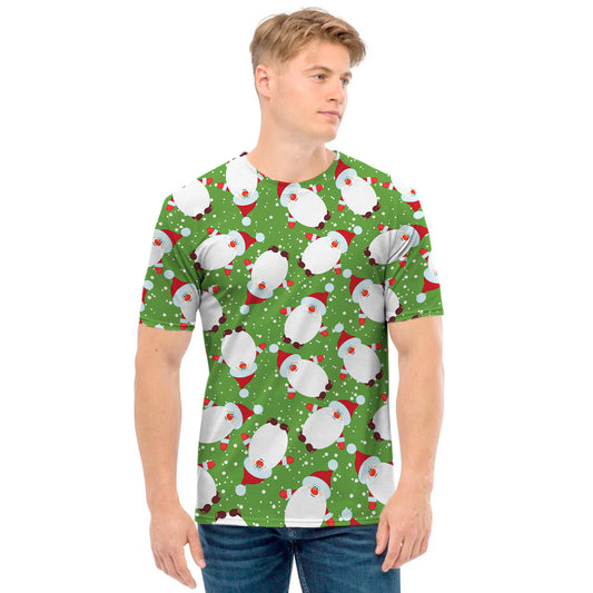 Cartoon Santa Claus Pattern Print Men's T-Shirt