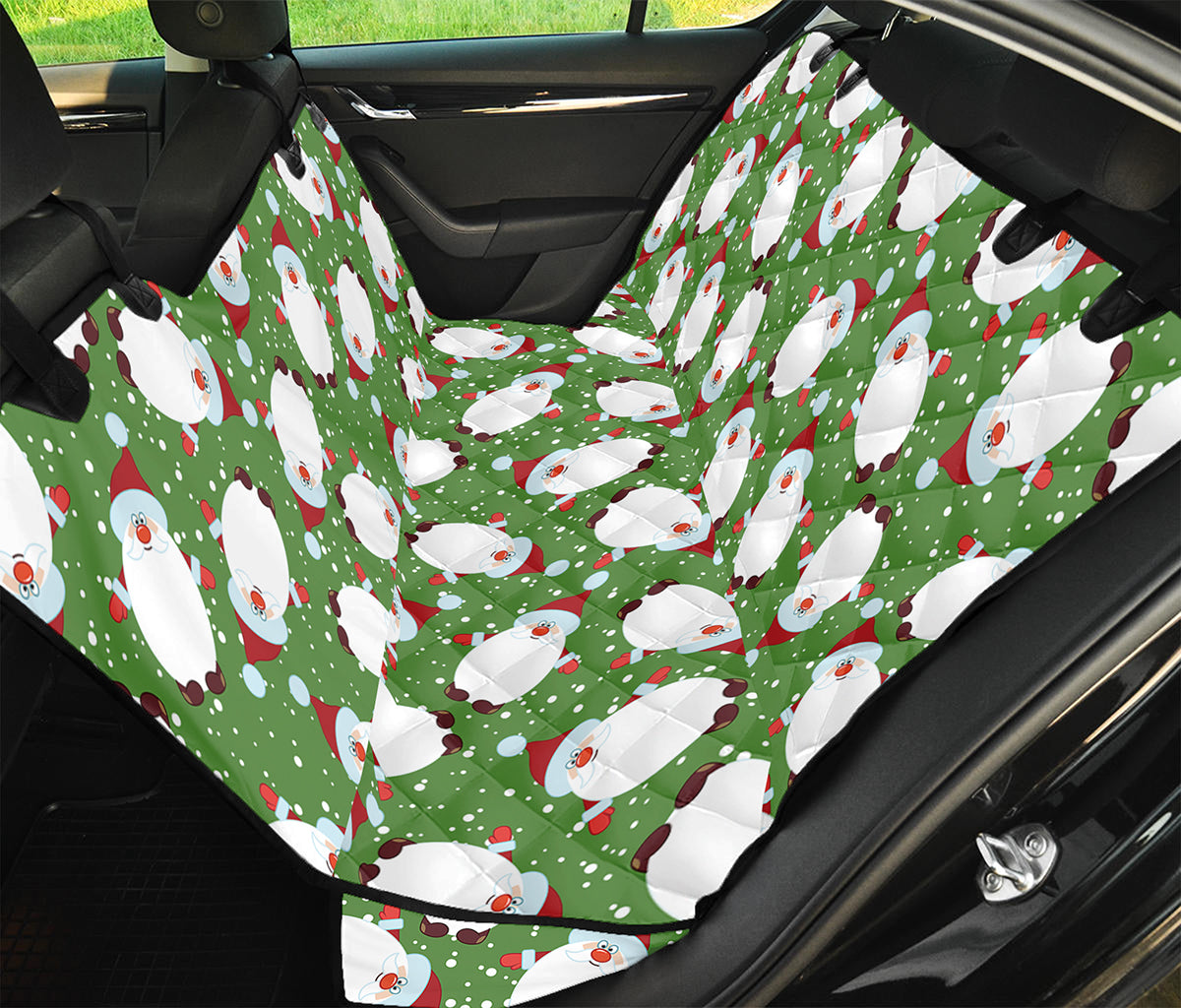 Cartoon Santa Claus Pattern Print Pet Car Back Seat Cover