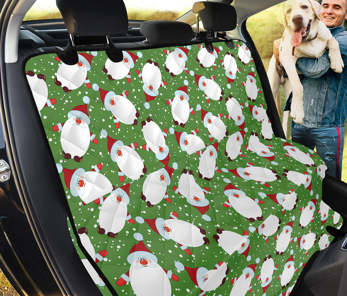 Cartoon Santa Claus Pattern Print Pet Car Back Seat Cover