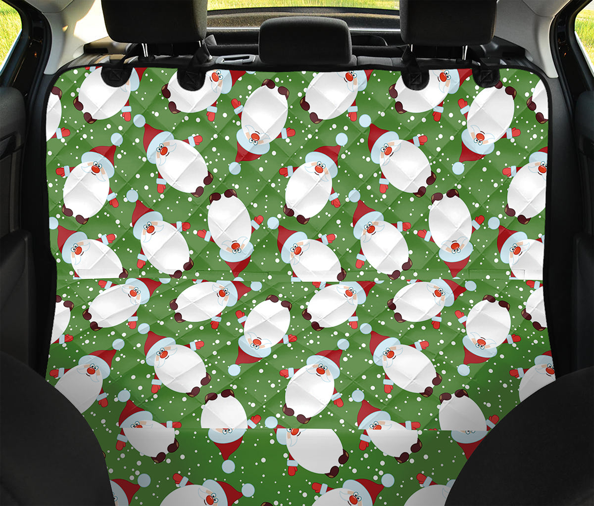 Cartoon Santa Claus Pattern Print Pet Car Back Seat Cover