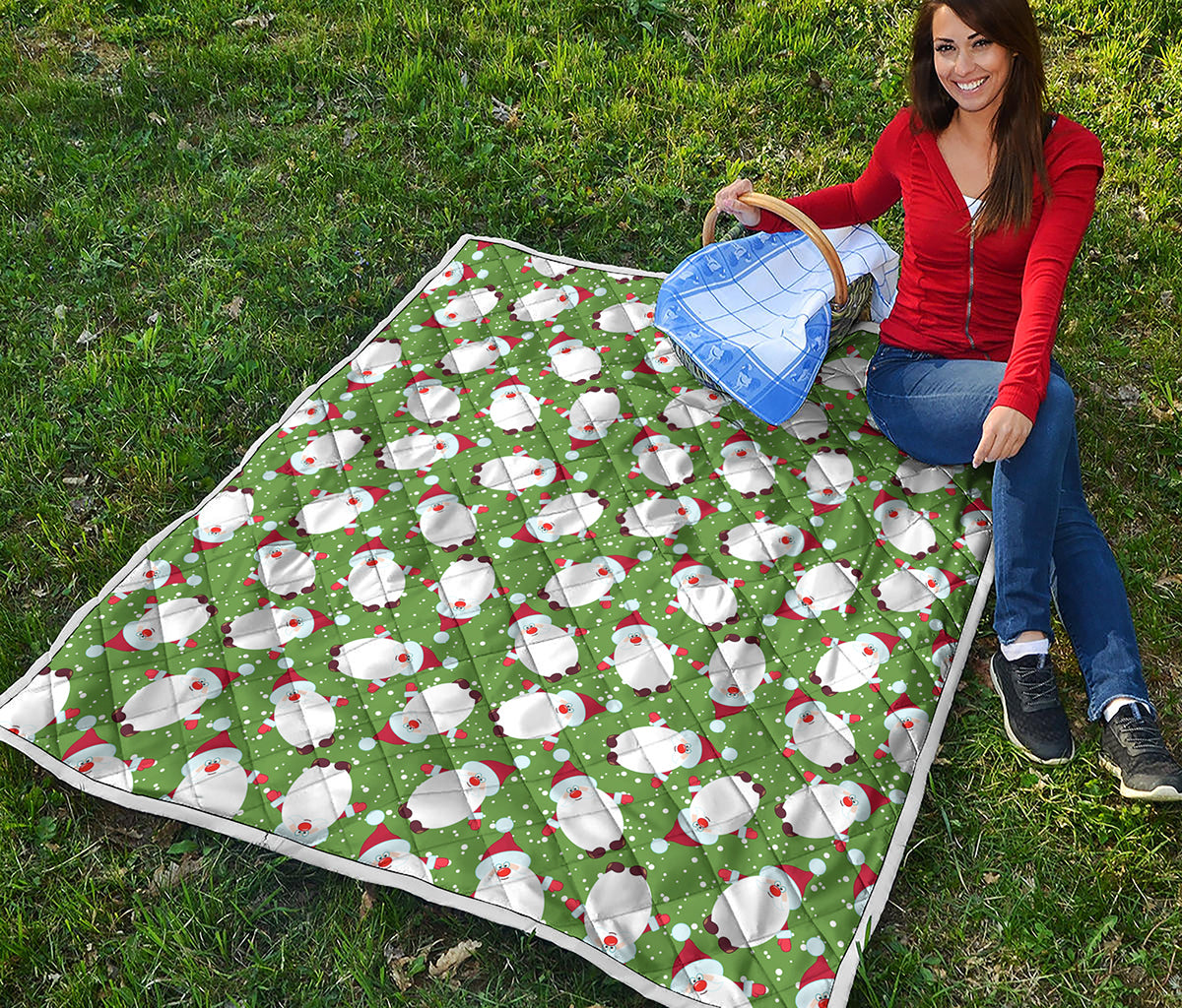 Cartoon Santa Claus Pattern Print Quilt