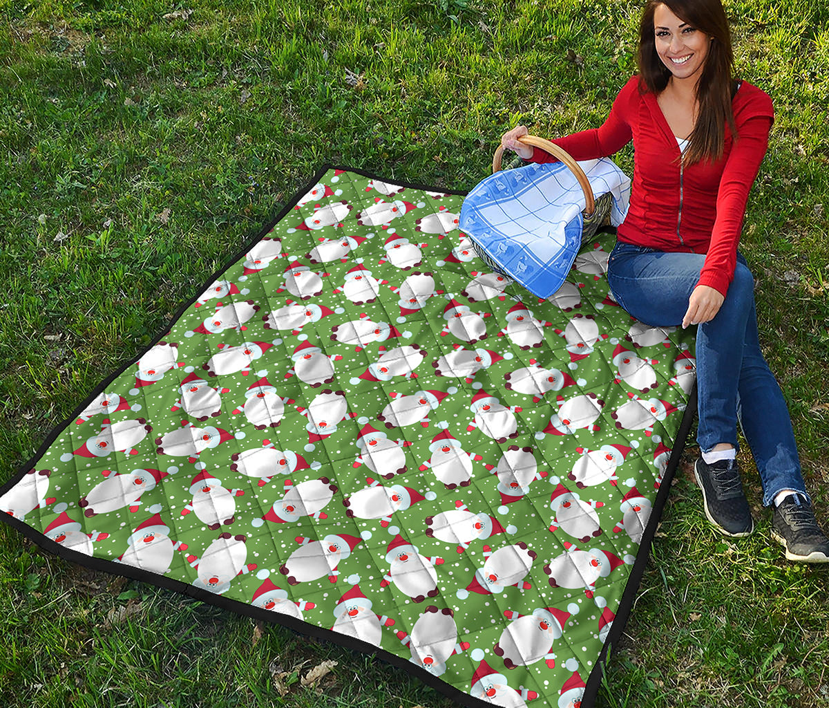 Cartoon Santa Claus Pattern Print Quilt