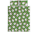 Cartoon Santa Claus Pattern Print Quilt Bed Set