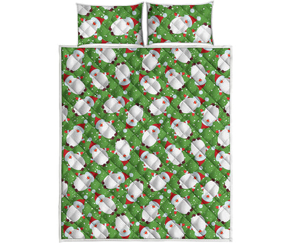Cartoon Santa Claus Pattern Print Quilt Bed Set