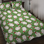 Cartoon Santa Claus Pattern Print Quilt Bed Set