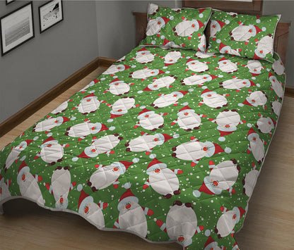 Cartoon Santa Claus Pattern Print Quilt Bed Set