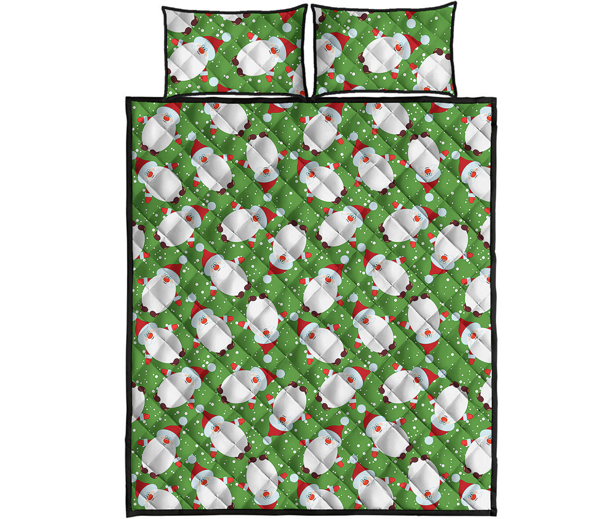 Cartoon Santa Claus Pattern Print Quilt Bed Set