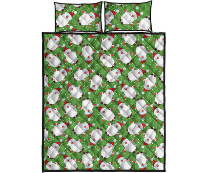 Cartoon Santa Claus Pattern Print Quilt Bed Set