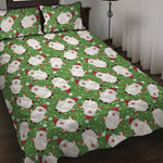 Cartoon Santa Claus Pattern Print Quilt Bed Set