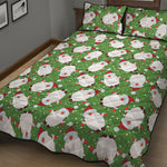 Cartoon Santa Claus Pattern Print Quilt Bed Set