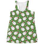 Cartoon Santa Claus Pattern Print Women's Racerback Tank Top