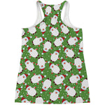 Cartoon Santa Claus Pattern Print Women's Racerback Tank Top