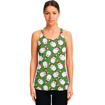 Cartoon Santa Claus Pattern Print Women's Racerback Tank Top