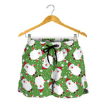 Cartoon Santa Claus Pattern Print Women's Shorts