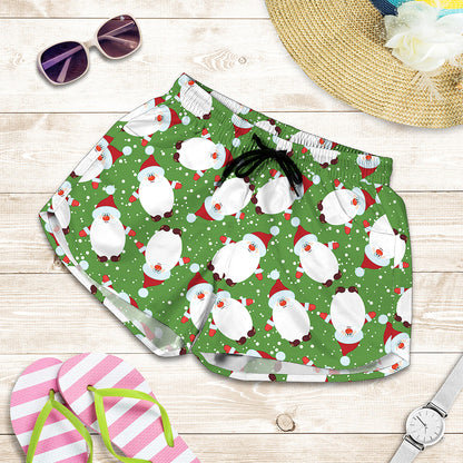 Cartoon Santa Claus Pattern Print Women's Shorts