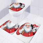 Cartoon Santa Claus Print 3 Piece Bath Mat Set