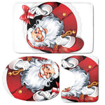 Cartoon Santa Claus Print 3 Piece Bath Mat Set
