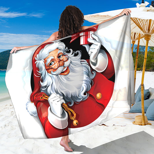 Cartoon Santa Claus Print Beach Sarong Wrap