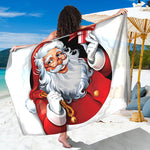 Cartoon Santa Claus Print Beach Sarong Wrap