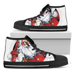 Cartoon Santa Claus Print Black High Top Shoes