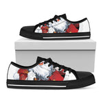 Cartoon Santa Claus Print Black Low Top Shoes 