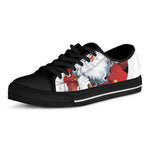 Cartoon Santa Claus Print Black Low Top Shoes 