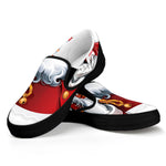 Cartoon Santa Claus Print Black Slip On Shoes