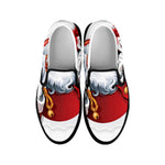 Cartoon Santa Claus Print Black Slip On Shoes