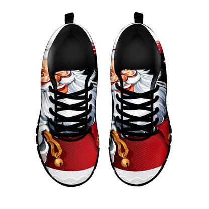 Cartoon Santa Claus Print Black Sneakers
