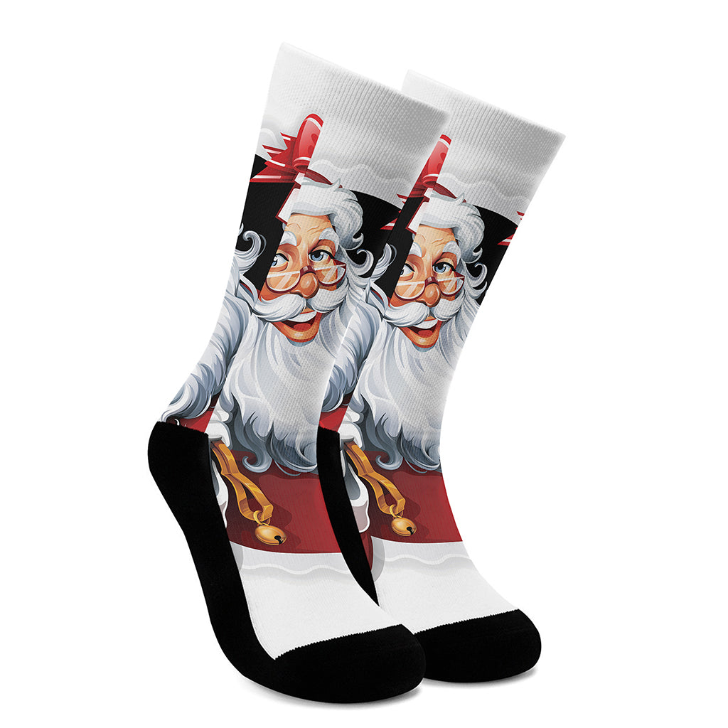 Cartoon Santa Claus Print Crew Socks