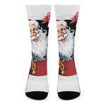 Cartoon Santa Claus Print Crew Socks