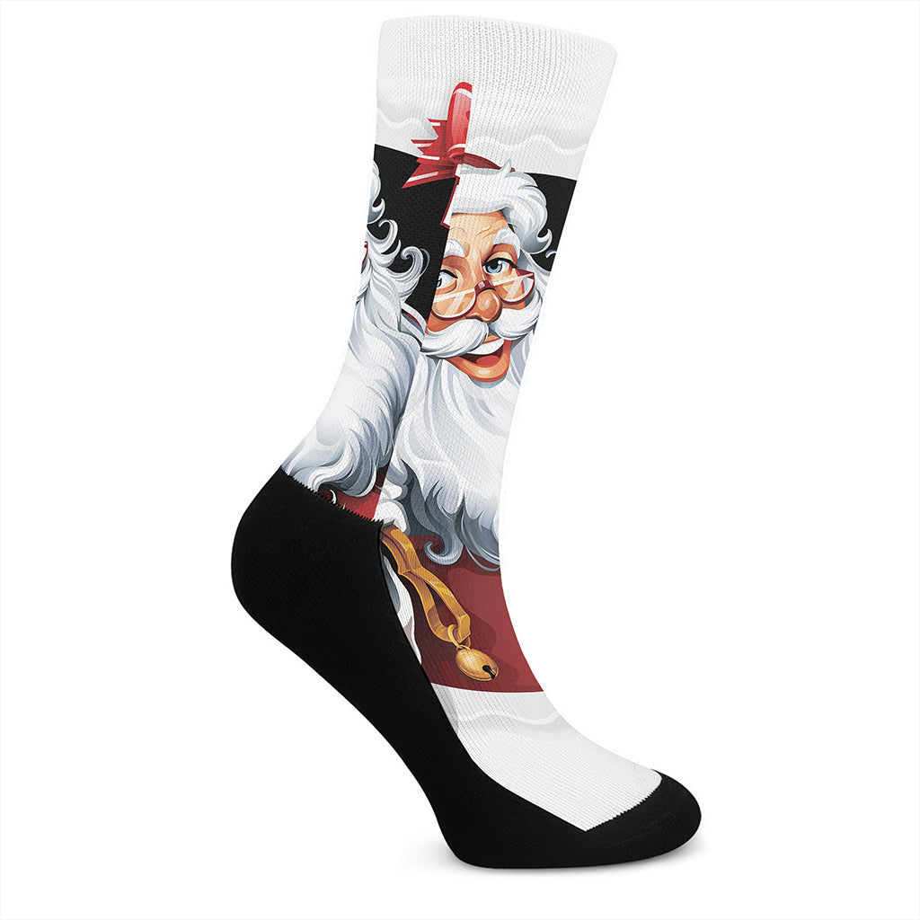 Cartoon Santa Claus Print Crew Socks