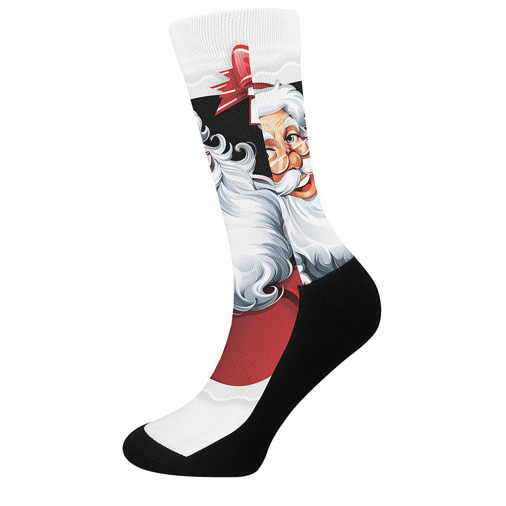 Cartoon Santa Claus Print Crew Socks