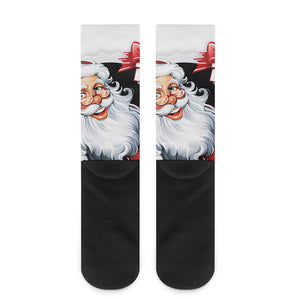 Cartoon Santa Claus Print Crew Socks