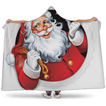 Cartoon Santa Claus Print Hooded Blanket