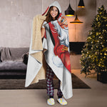 Cartoon Santa Claus Print Hooded Blanket