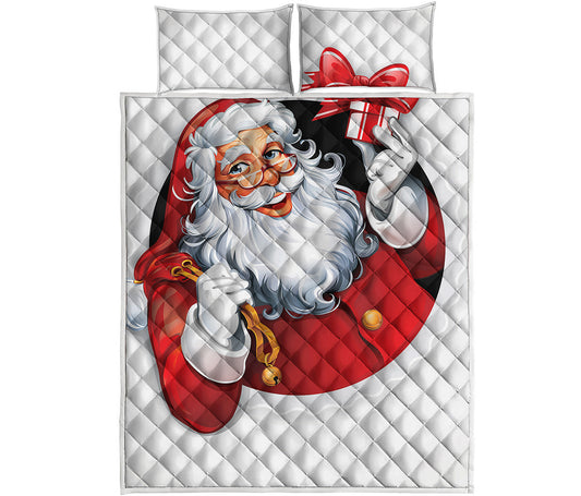 Cartoon Santa Claus Print Quilt Bed Set