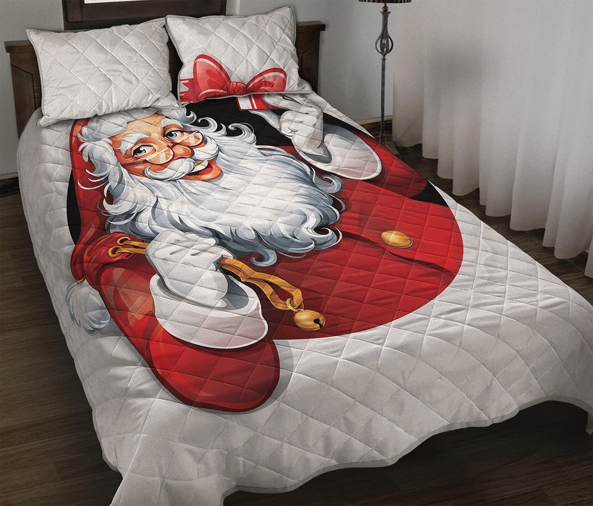 Cartoon Santa Claus Print Quilt Bed Set