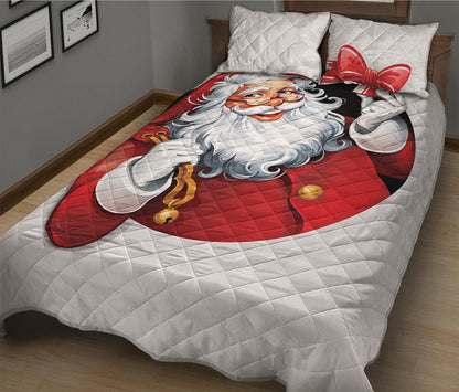 Cartoon Santa Claus Print Quilt Bed Set