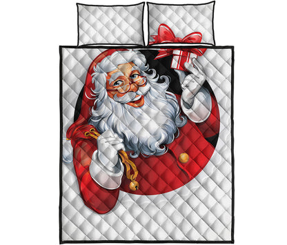 Cartoon Santa Claus Print Quilt Bed Set