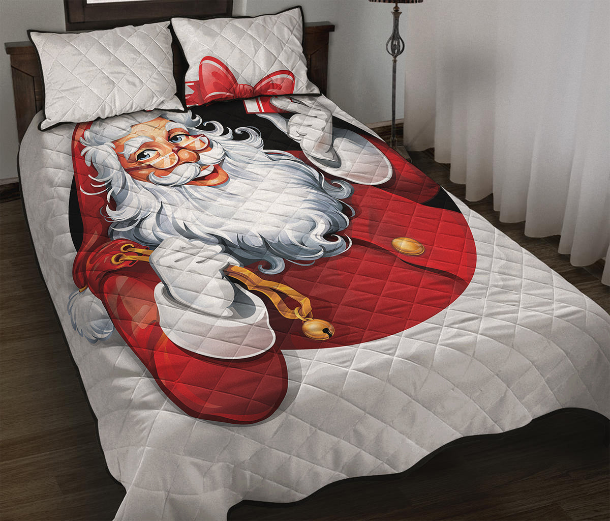 Cartoon Santa Claus Print Quilt Bed Set